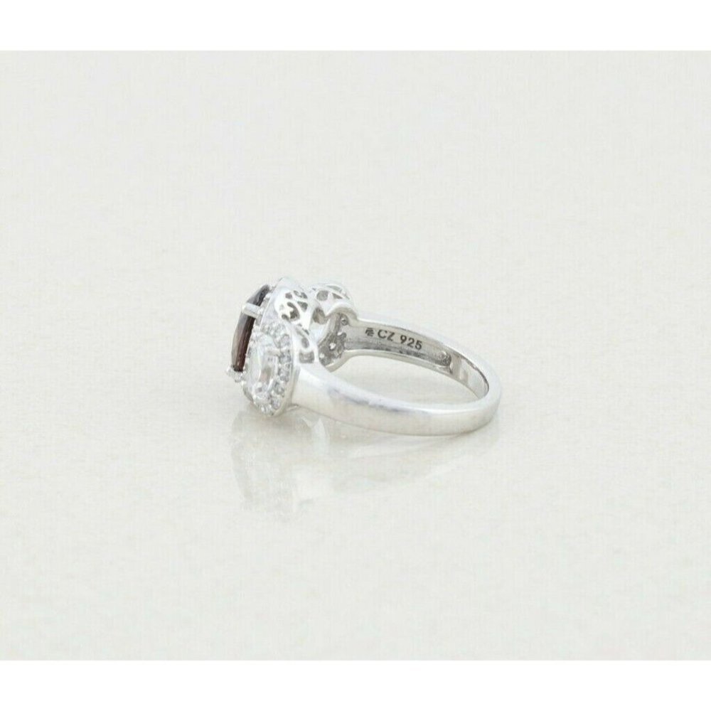 Sterling Silver Brown and White CZ Ring Size 5 1/4 Sparkly Beautiful - Picture 6 of 7